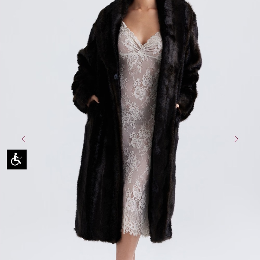 Elegant Black Faux Fur Coat